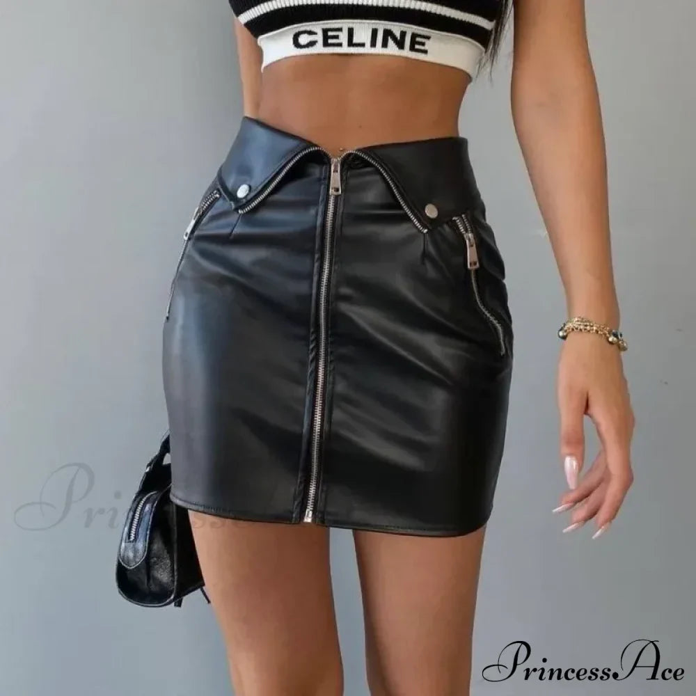 Sexy High-waist Bodycon Multi Zipper Trendy Korean Stylish Fashionable Mini Skirt