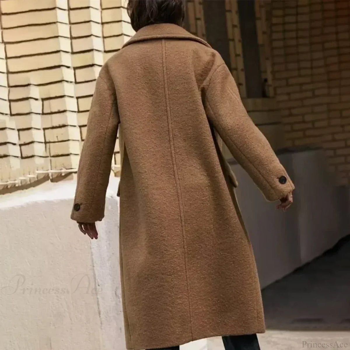 Single-Breasted Casual Woolen Overcoat