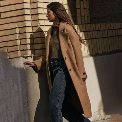 Single-Breasted Casual Woolen Overcoat
