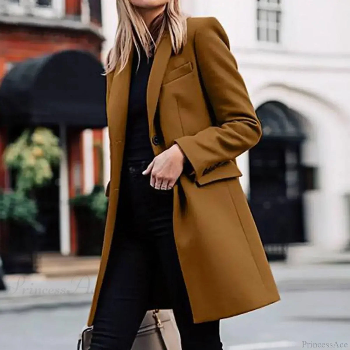 Single-Breasted Wool Suit Blazer Overcoat