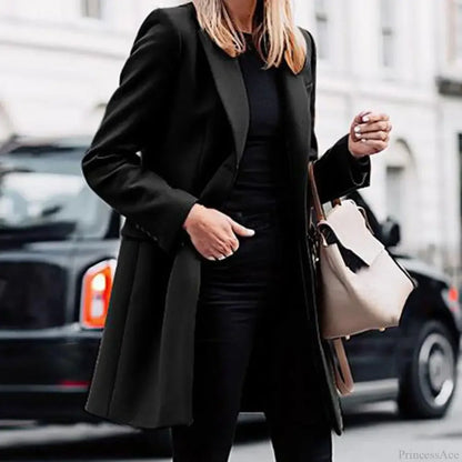 Single-Breasted Wool Suit Blazer Overcoat