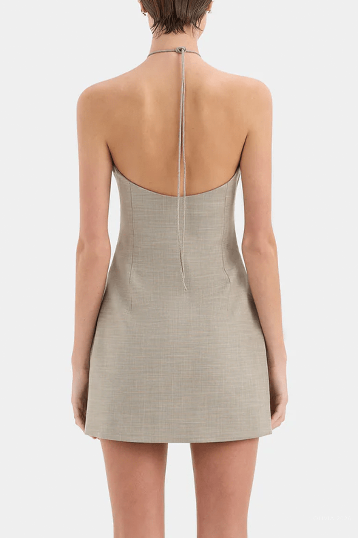 Solene Halter Mini Dress in Grey Marle