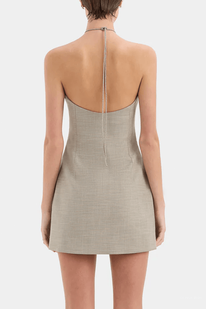 Solene Halter Mini Dress in Grey Marle