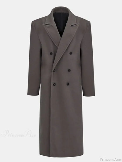Solid Woolen Lapel Full Sleeve Overcoat