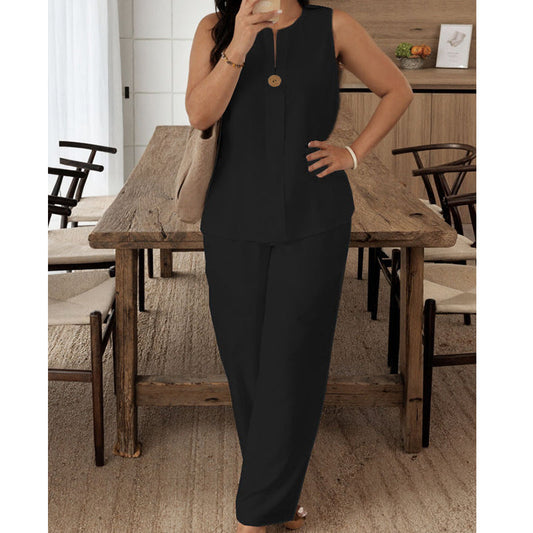 Judy - Elegant Sleeveless Wide-Leg Pants Set