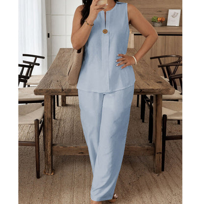 Judy - Elegant Sleeveless Wide-Leg Pants Set