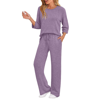 Hedda | Ribbed Knit Top & Straight Pants Set