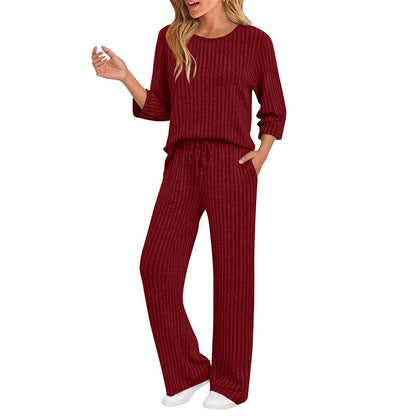 Hedda | Ribbed Knit Top & Straight Pants Set