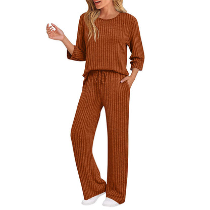 Hedda | Ribbed Knit Top & Straight Pants Set