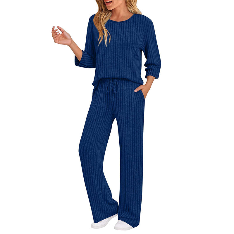 Hedda | Ribbed Knit Top & Straight Pants Set