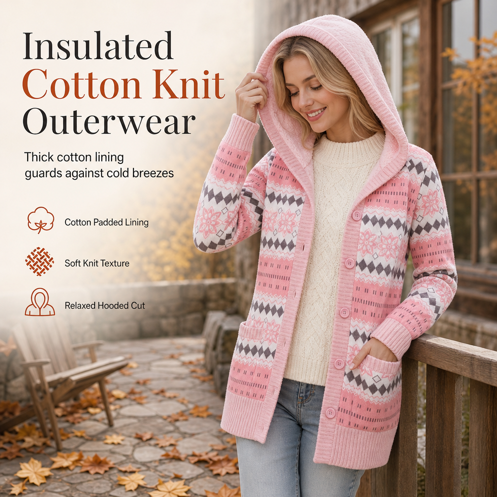 Elin | Hooded Knit Jacket with Cotton Lining