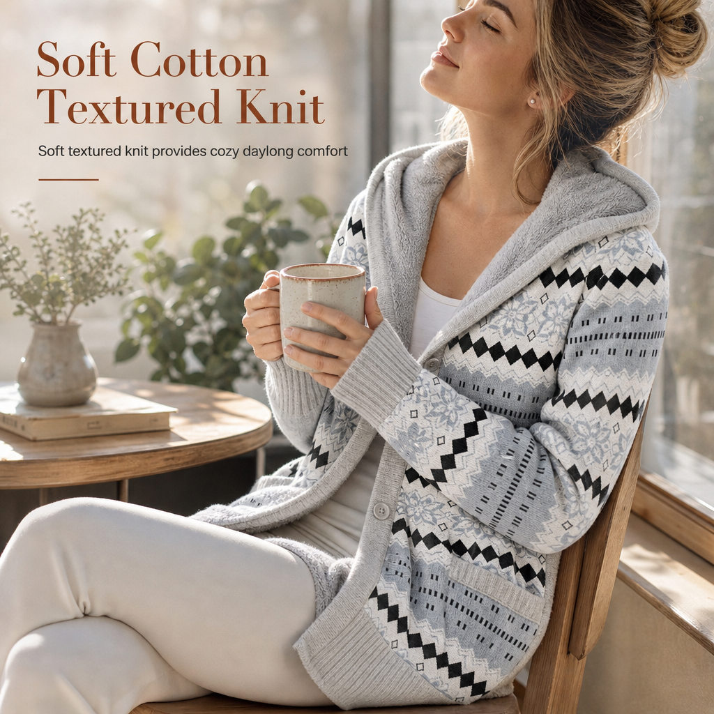 Elin | Hooded Knit Jacket with Cotton Lining