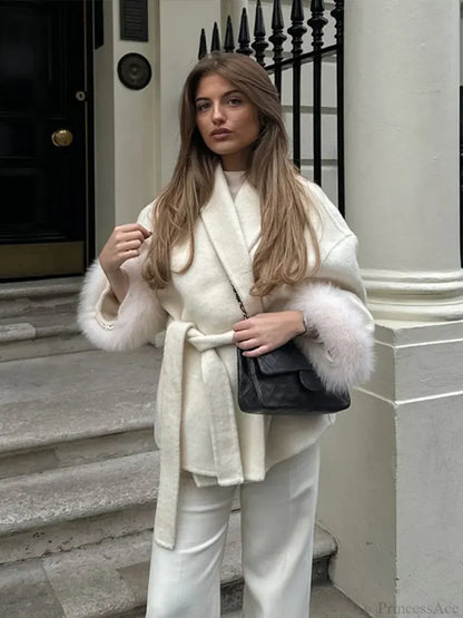 Thicken Woolen Lapel Double-Breasted Overcoat