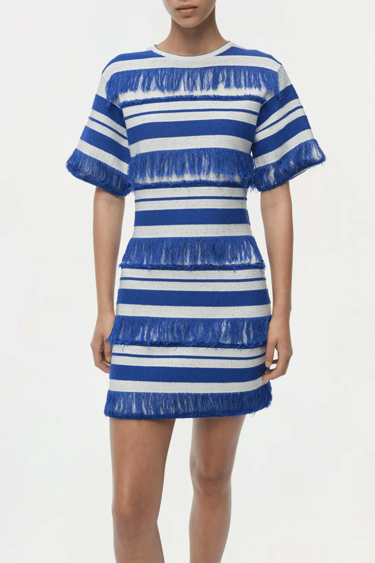 Torrance Knit Mini Dress in Royal Blue Stripe