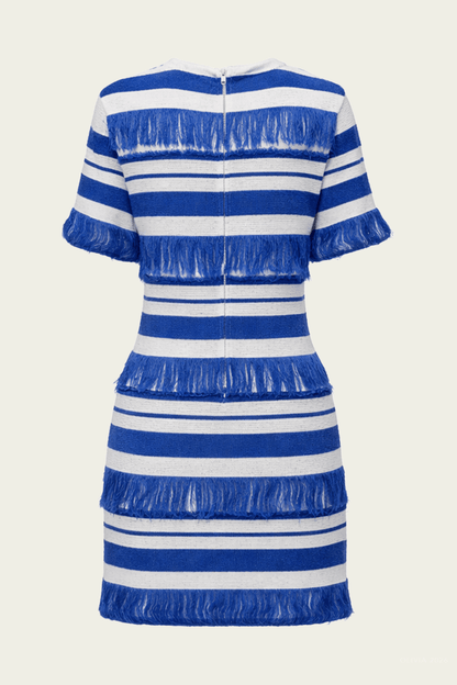 Torrance Knit Mini Dress in Royal Blue Stripe
