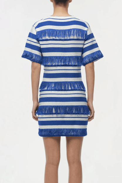 Torrance Knit Mini Dress in Royal Blue Stripe