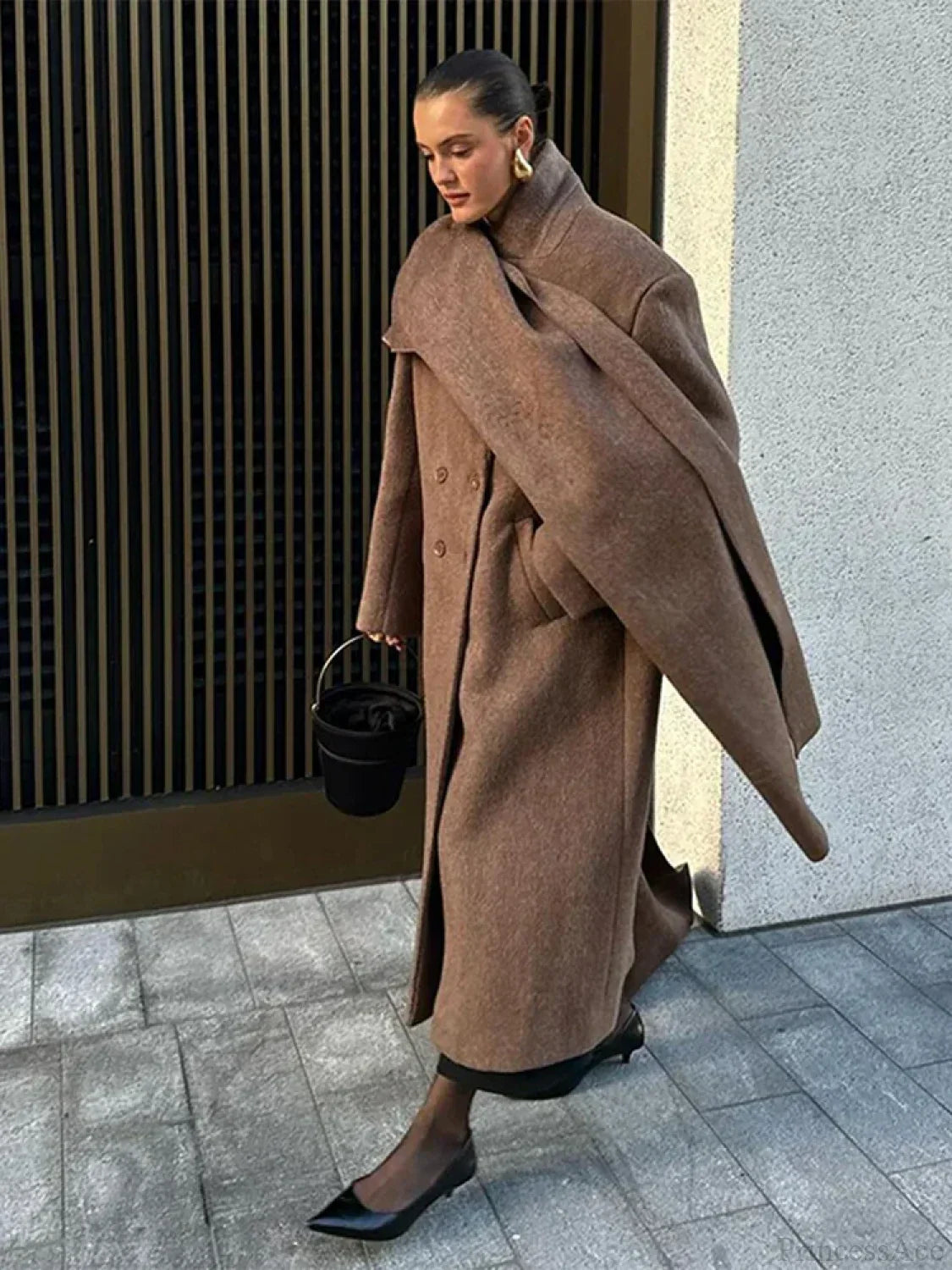 Turn-Down Collar Double-Breasted Overcoat