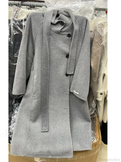 Turtleneck Wool Single-Breasted Overcoat