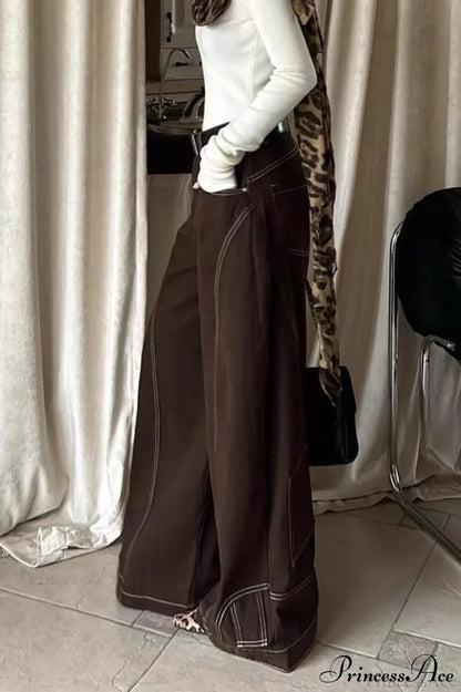 Vintage Brown High Waist Straight Leg Jeans