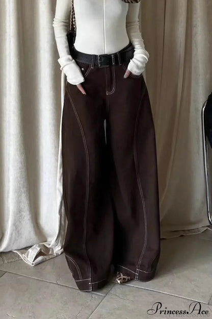 Vintage Brown High Waist Straight Leg Jeans