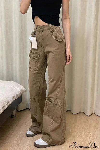 Vintage Denim Wide Leg Cargo Pants