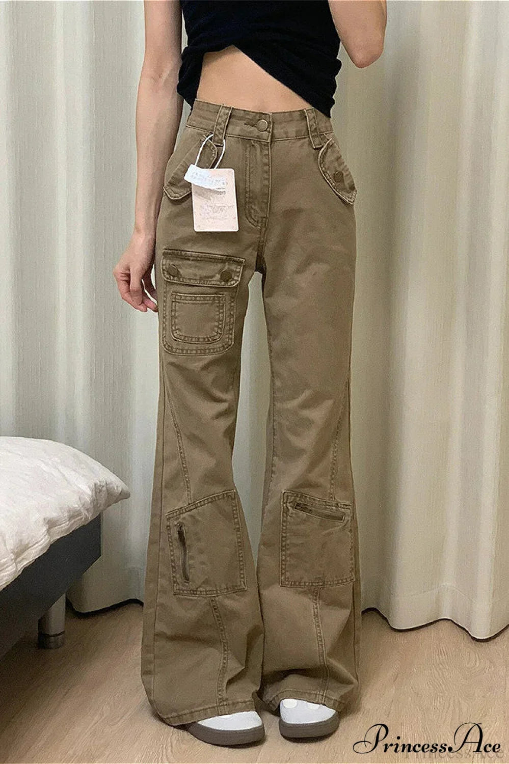 Vintage Denim Wide Leg Cargo Pants