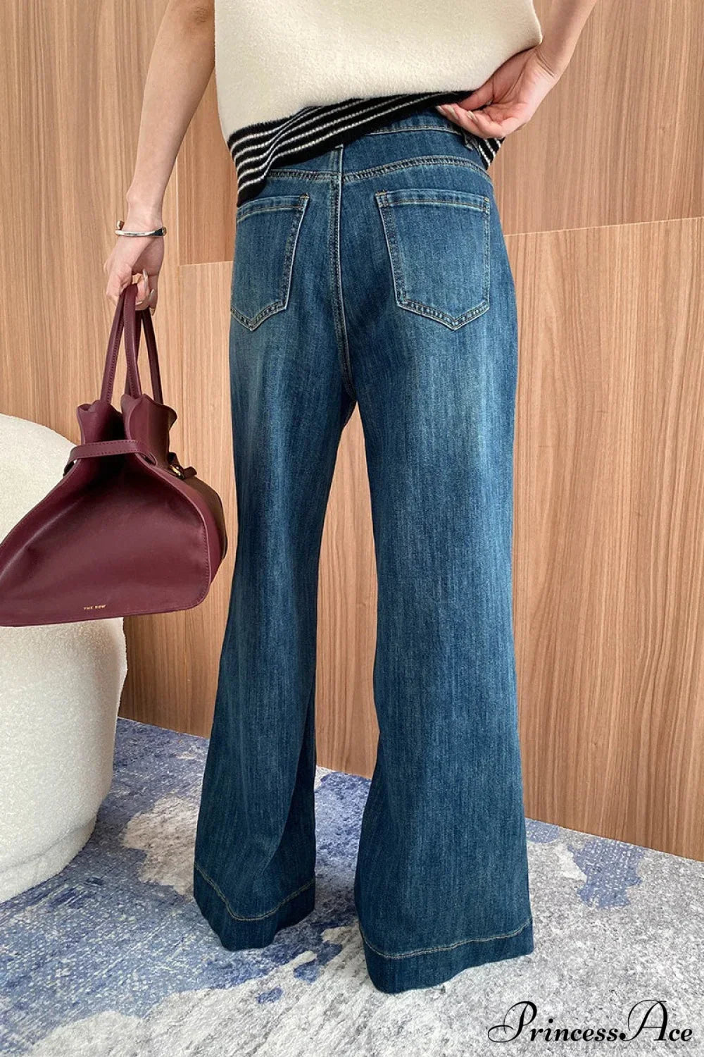 Washed High Waist Slimming Bootcut Loose Jeans