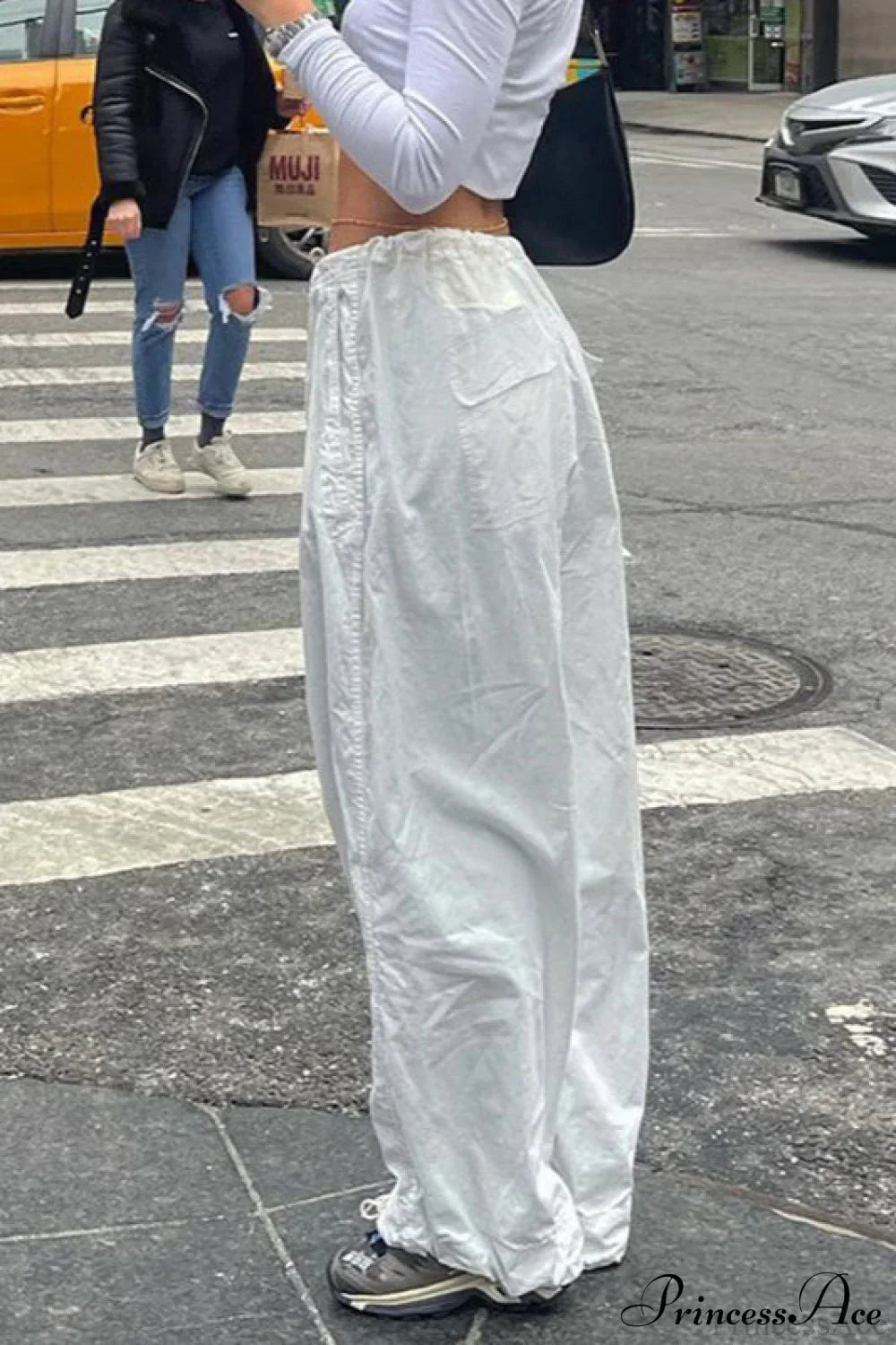 Wide Leg Woven Multi Pocket Cargo Pants