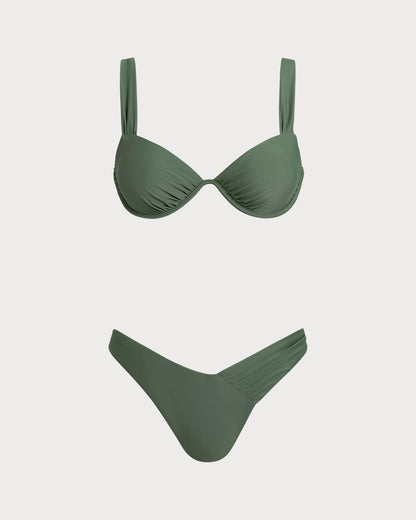 Bikini Sets with Underwire in Military Green