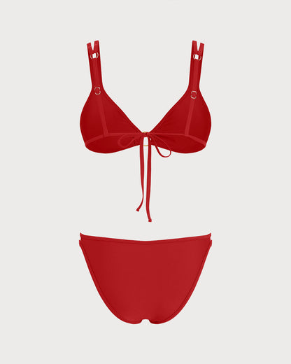 Red Triangle Bikini Set with O-Ring
