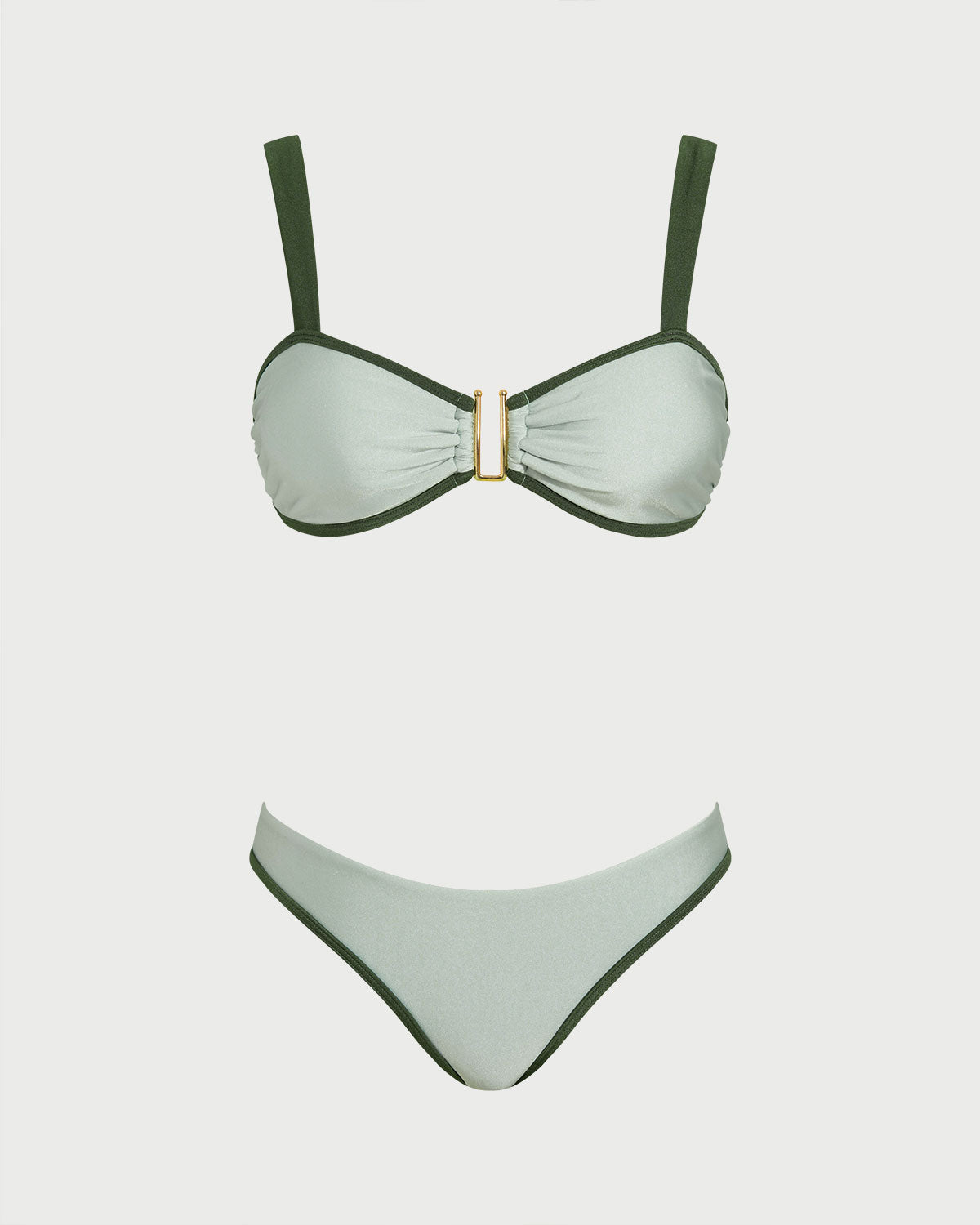 Bandeau Bikini Set in Contrasting Green