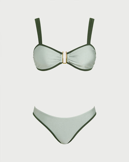 Bandeau Bikini Set in Contrasting Green