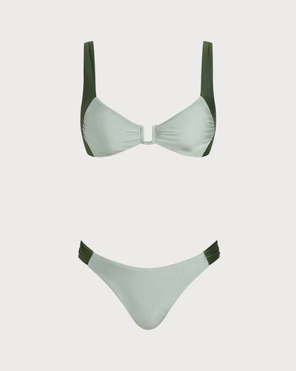 Contrast Color Bralette Bikini Sets