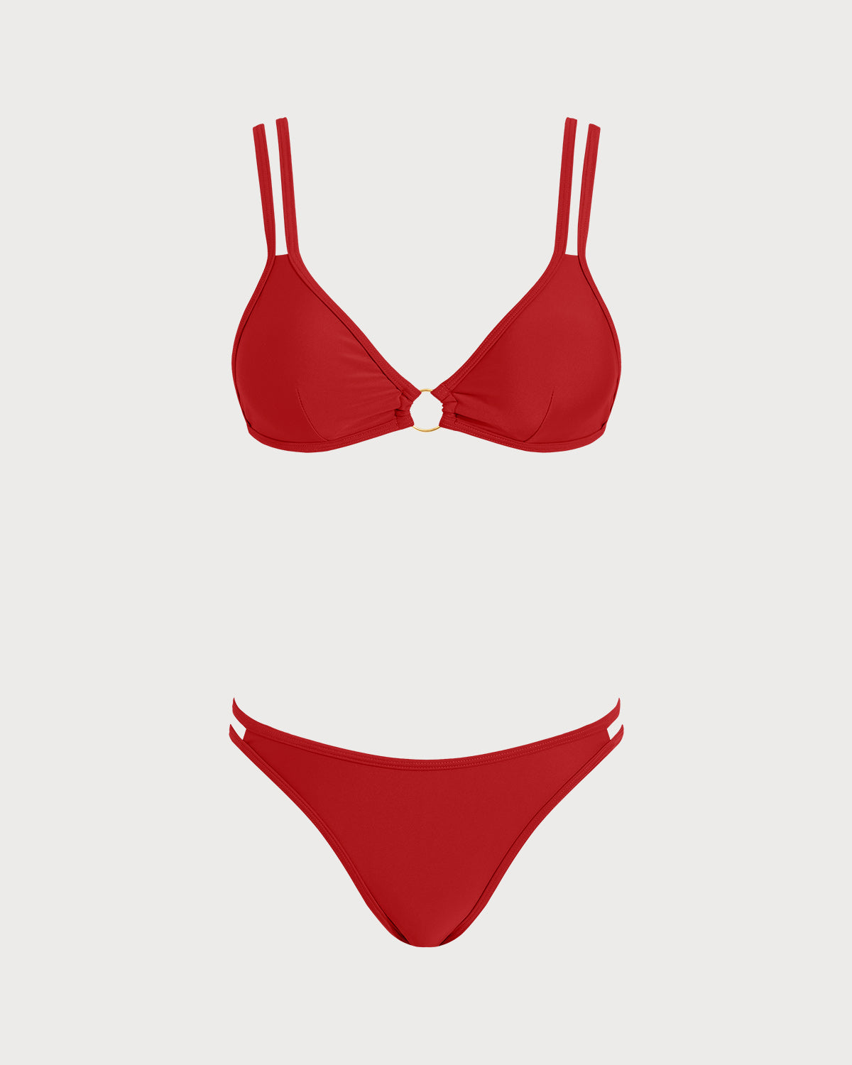 Red Triangle Bikini Set with O-Ring