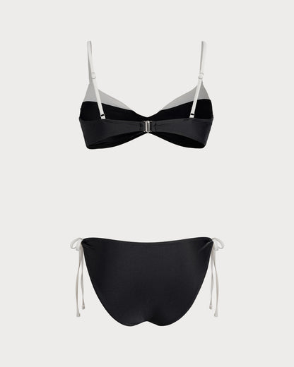 Contrast Black Bralette Bikini Sets