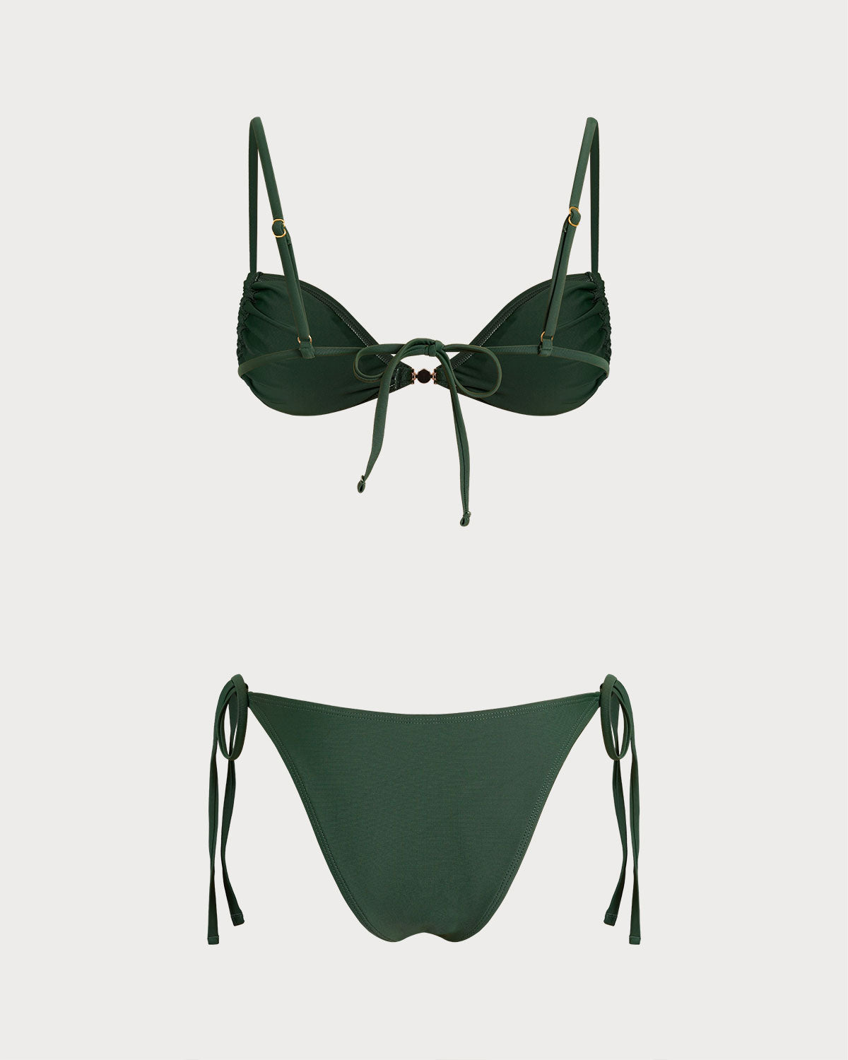 Green Triangle Bikini Sets with Drawstring
