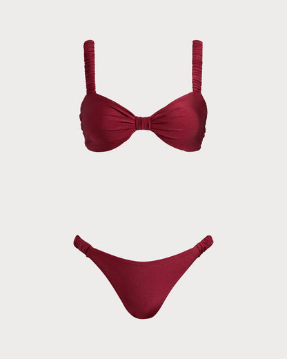Red Bralette Bikini Sets