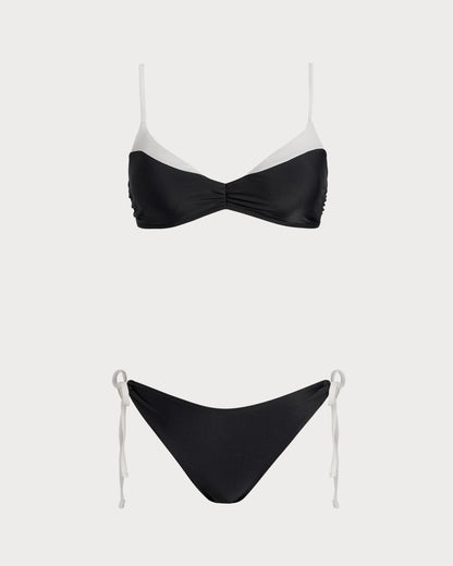 Contrast Black Bralette Bikini Sets