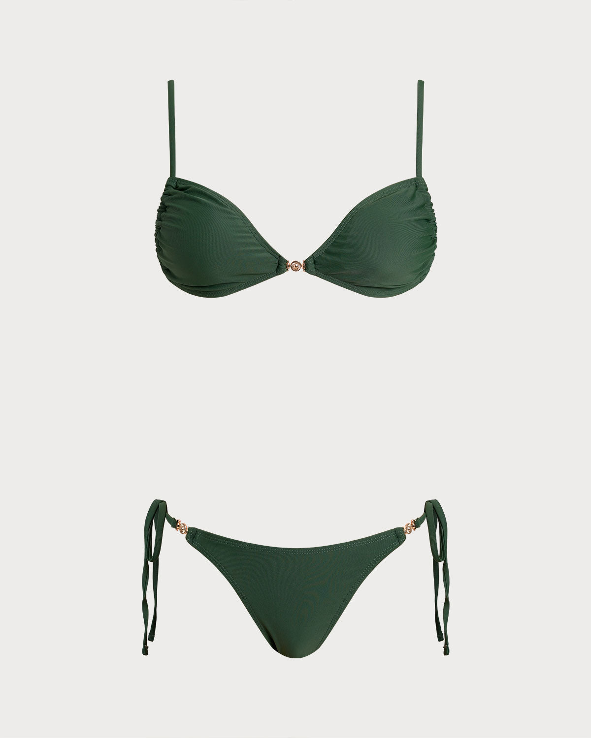 Green Triangle Bikini Sets with Drawstring