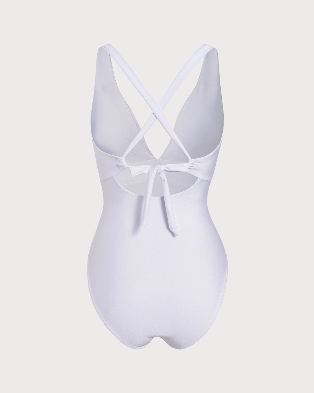 One-Piece Swimsuit with V-Neck in White