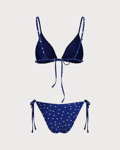 Bralette Bikini Sets with Blue Polka Dots