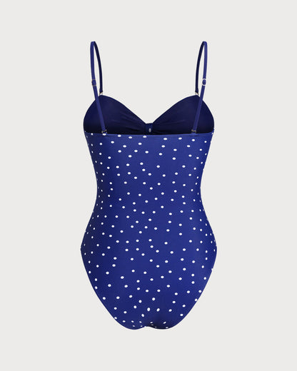 One-Piece Swimsuit with Polka Dots