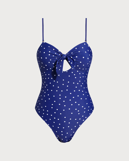 One-Piece Swimsuit with Polka Dots