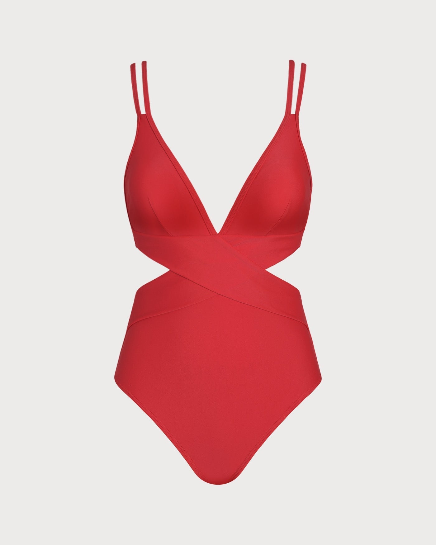 Red V-Neck One-Piece Bralette