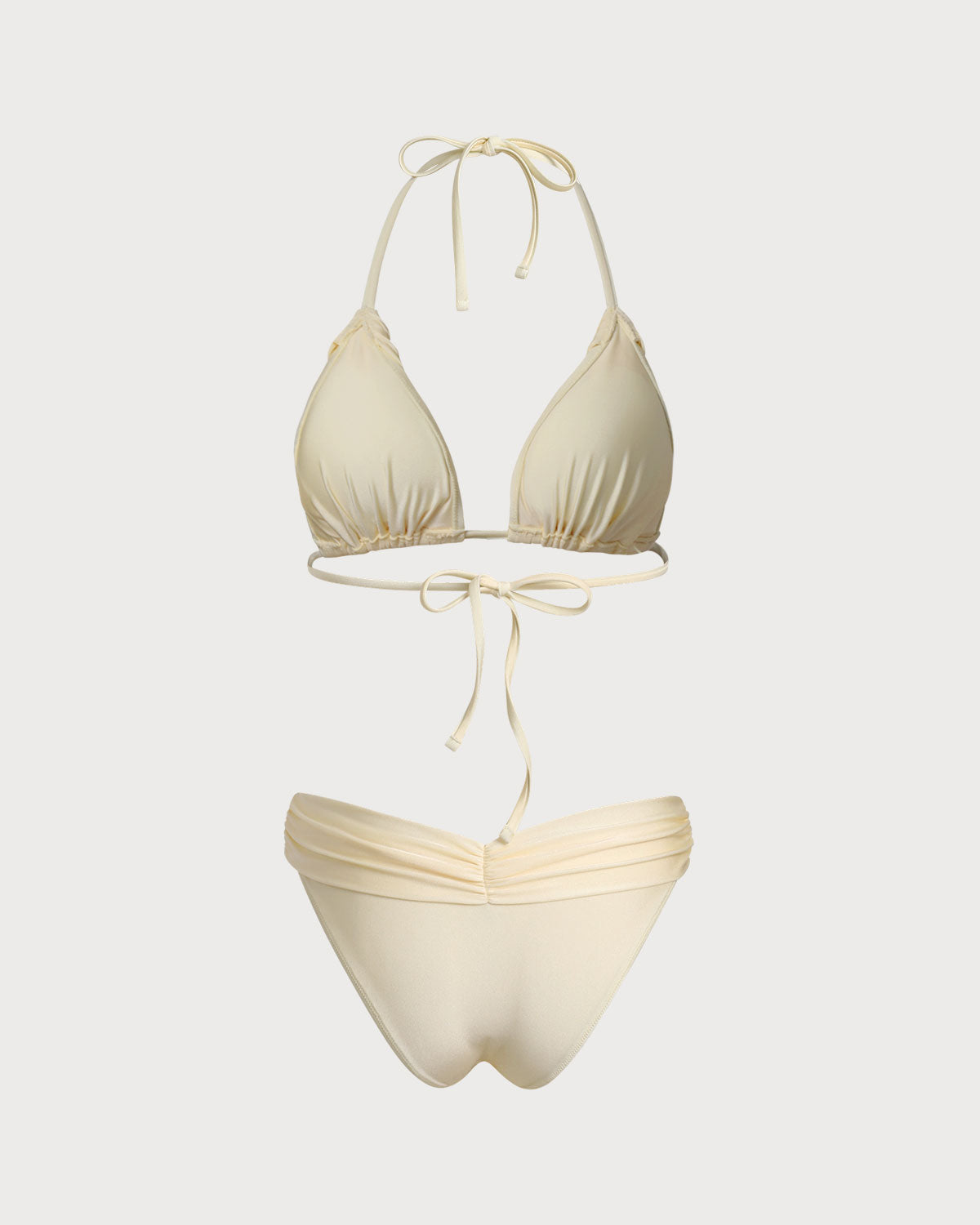 Ruffled Yellow Halter Bikini Set
