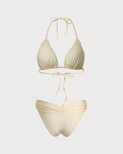 Ruffled Yellow Halter Bikini Set