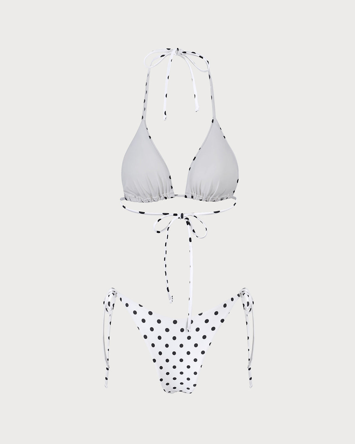 White Polka Dot Triangle Bikini Set