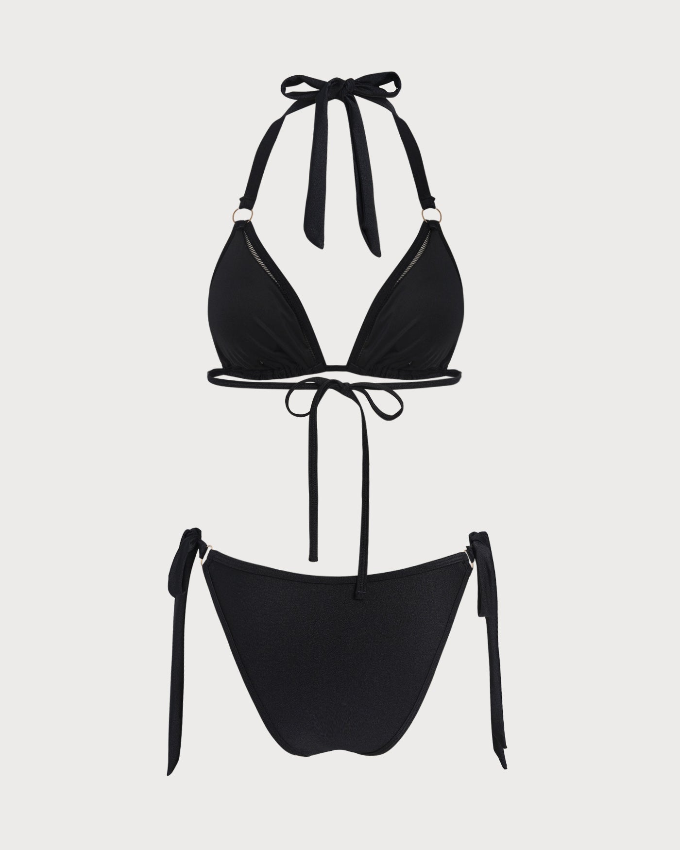 Black Triangle Bikini Set with O-Ring and Halter