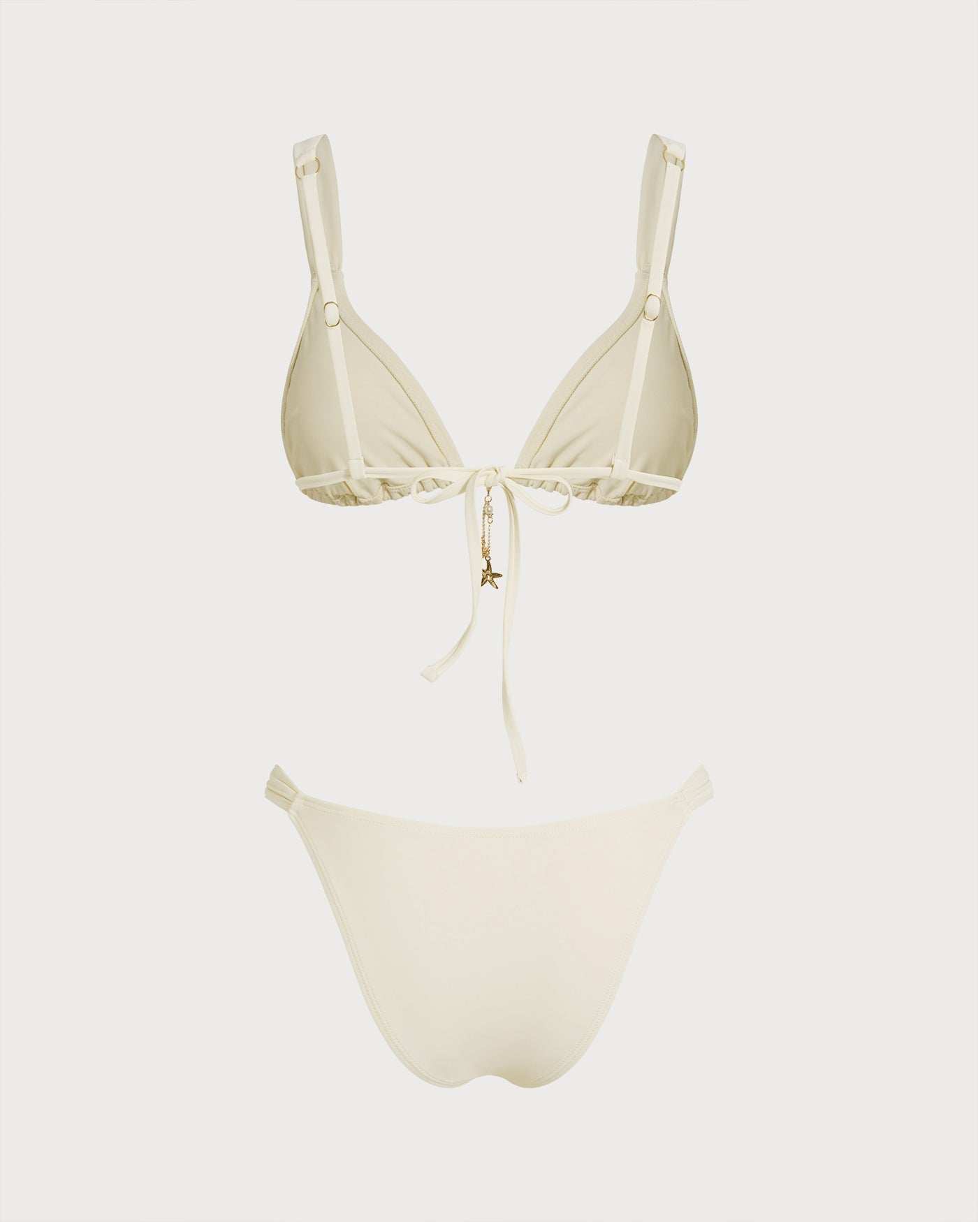 Triangle Bikini Set with Lace-Up in Off-White