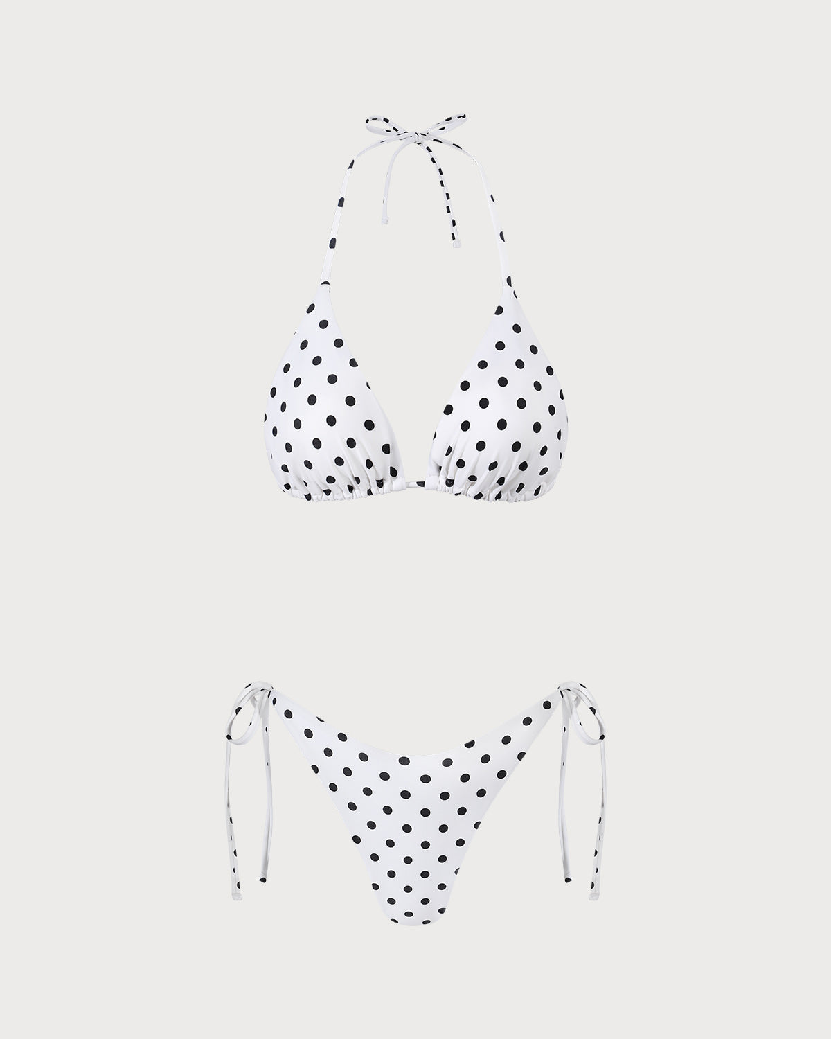 White Polka Dot Triangle Bikini Set
